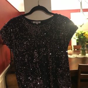 Navy Blue Sequin Blouse